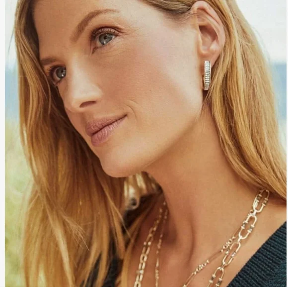 SOLD!!!    Kendra Scott  Crystal & Gold Hoop Earrings - Picture 3 of 8